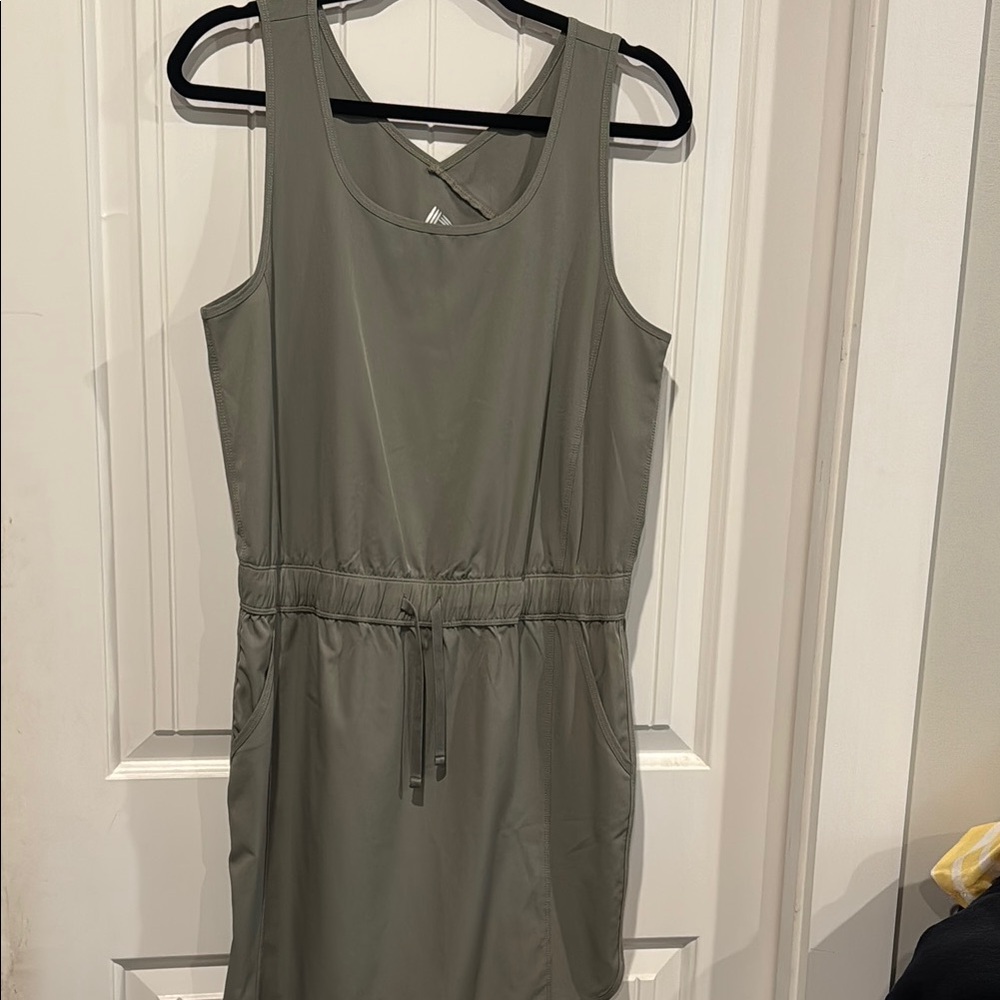 Sleeveless Olive Drawstring Waist Dress
